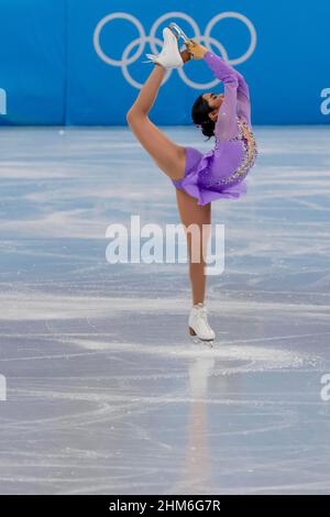 Pechino, Hebei, Cina. 7th Feb 2022. Karen CHEN (USA) compete al Capital Indoor Stadium durante le Olimpiadi invernali di Pechino 2022 a Pechino, Hebei, Cina (Credit Image: © Walter G. Arce Sr./ZUMA Press Wire) Credit: ZUMA Press, Inc./Alamy Live News Foto Stock
