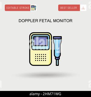 Icona vettore semplice del monitor fetale Doppler. Illustrazione Vettoriale