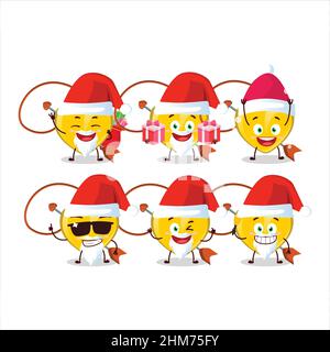 Emoticon Babbo Natale con carattere cartoon con freccia a cuore giallo. Illustrazione vettoriale Illustrazione Vettoriale