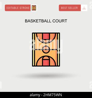 Campo da basket semplice icona vettoriale. Illustrazione Vettoriale