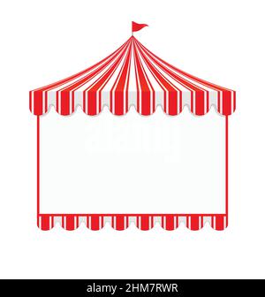 classico rosso e bianco a righe circo tenda cornice vuoto poster sfondo vettore isolato su sfondo bianco Illustrazione Vettoriale
