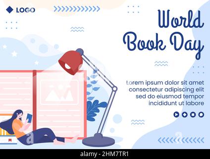 World Book Day Brochure Template Flat Design Educazione Illustrazione Editabile di sfondo quadrato adatto per i social media o web annunci Internet Illustrazione Vettoriale