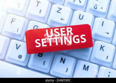 Impostazioni utente visualizzazione concettuale. Approccio aziendale Configurazione dell'aspetto sistema operativo Personalizzazione editing e pubblicazione di notizie online Foto Stock