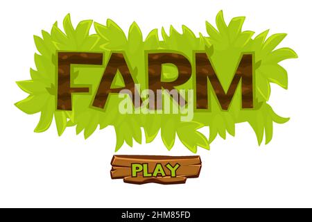 Logo fattoria cespuglio erba vettoriale per il gioco ui. Illustrazione Vettoriale