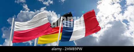 Titolo: Germania la Polonia e la Francia bandierano l'incontro si svolgerà il 8 febbraio a Berlino. Foto Stock