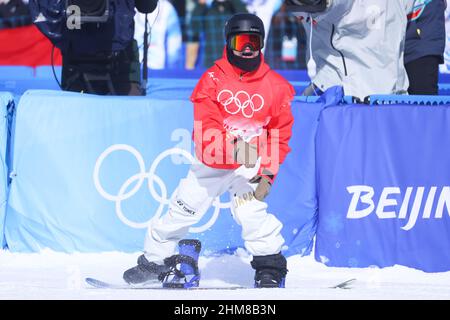 Zhangjiakou, Hebei, Cina. 7th Feb 2022. Kaito Hamada (JPN) Snowboarding : finale da uomo in Slopestyle durante i Giochi Olimpici invernali di Pechino 2022 al Genting Snow Park di Zhangjiakou, Hebei, Cina . Credit: YUTAKA/AFLO SPORT/Alamy Live News Foto Stock