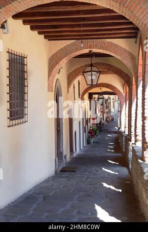 Scorcio, Loggia Palazzo Pretorio, Civitella in Val di Chiana, Toscana, Italia, Europ; Foto Stock