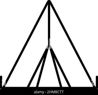 Icona della linea della tenda su sfondo bianco, illustrazione vettoriale Illustrazione Vettoriale