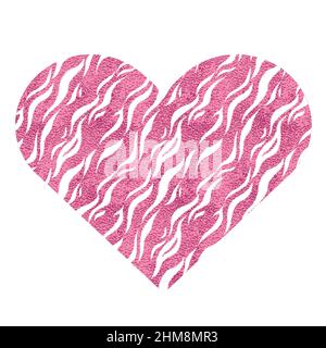 Cuore con stampa animale. Vettore metallico rosa Illustrazione Vettoriale