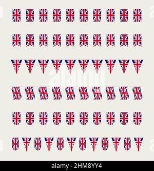 Union Jack Bunting Set con bandiere britanniche. Regno Unito bandiere garland. Illustrazione Vettoriale