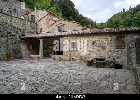 Il Convento de le celle è un Convento francescano del 13th secolo situato a le celle, Torreone, Cortona, Toscana, Italia, Europa Foto Stock