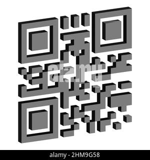 Codice QR. Concetto di identità nel telefono. Illustrazione vettoriale QRcode 3D Foto Stock