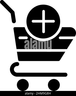 Icona glyph nero del carrello della spesa Illustrazione Vettoriale