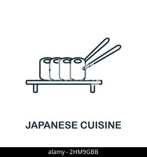 Icona della cucina giapponese. Elemento di linea dalla collezione di ristoranti. Insegna icona cucina giapponese lineare per il web design, infografica e altro ancora. Illustrazione Vettoriale