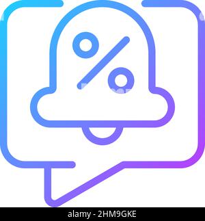 Notifiche di vendite e sconti icona vettoriale lineare gradiente Illustrazione Vettoriale