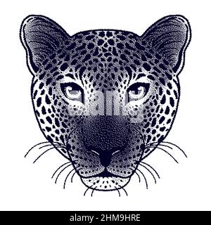 Testa di leopardo con effetto bitmap Illustrazione Vettoriale