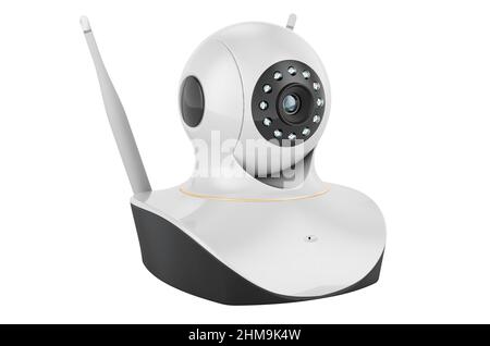 Moderna telecamera IP, 3D rendering isolato su sfondo bianco Foto Stock