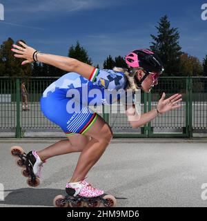 Italia, Roma, 28 maggio 2021 : Francesca Lollobrigida, Medaglia d'argento in Speed Ice Skating 3000m, ai Giochi Olimpici invernali di Pechino 2022 Foto © Sandro Foto Stock