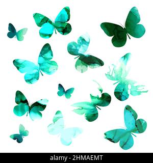 Set di farfalle acquerello. Illustrazione vettoriale Illustrazione Vettoriale