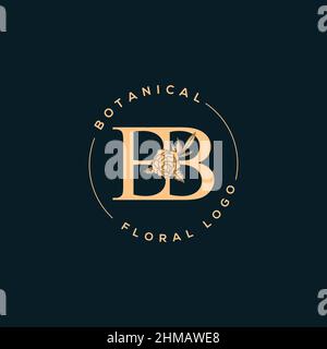 Iniziale BB lettera di lusso bellezza fiorisce ornamento logo monogramma Illustrazione Vettoriale