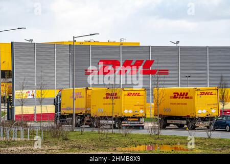 DHL Logistik Zentrum am o-Werk, ex edificio amministrativo dello stabilimento Opel di Bochum, parte del SITO MARK 51°7, sito totale della vecchia Opel SIT Foto Stock