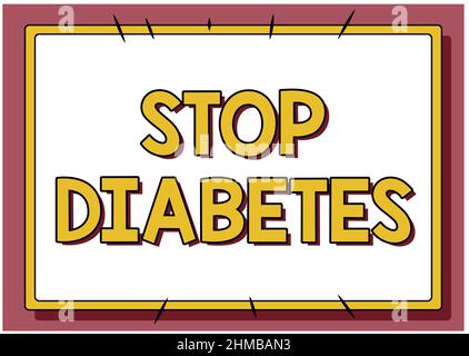 Ispirazione che mostra segno Stop Diabetes. Concetto che significa che il livello di zucchero nel sangue è superiore al normale Inject Insulin Line Sfondi illustrati con Foto Stock