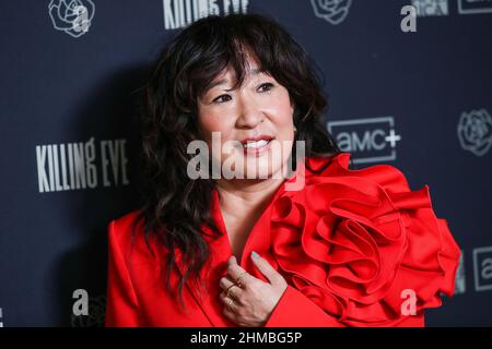 Beverly Hills, Stati Uniti. 08th Feb 2022. BEVERLY HILLS, LOS ANGELES, CALIFORNIA, USA - FEBBRAIO 08: L'attrice Sandra Oh partecipa al Photo Call della BBC 'Killing Eve' Season Four, che viene presentata in anteprima su BBC AMERICA e AMC domenica 27 febbraio presso il Peninsula Beverly Hills Hotel il 8 febbraio 2022 a Beverly Hills, Los Angeles, California, Stati Uniti. (Foto di Xavier Collin/Image Press Agency/Sipa USA) Credit: Sipa USA/Alamy Live News Foto Stock