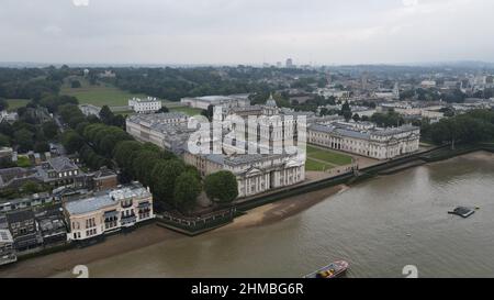 Greenwich Naval College London UK Summer Aerial drone view , Foto Stock