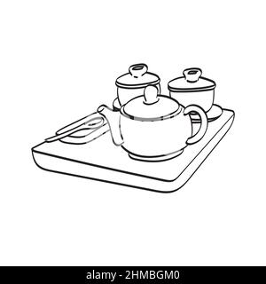 Giapponese set illustrazione vettore disegnato a mano isolato su sfondo bianco art. Illustrazione Vettoriale