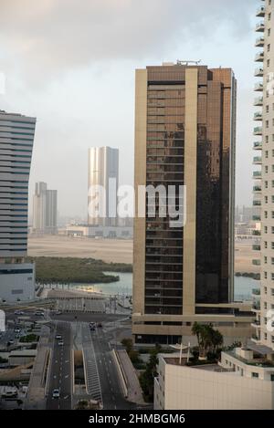 Vista dell'isola di al Reem ad Abu Dhabi Foto Stock