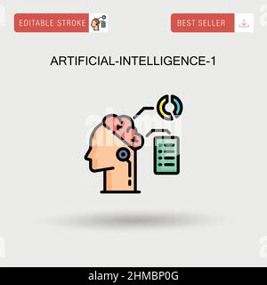 Intelligenza artificiale-1 icona vettoriale semplice. Illustrazione Vettoriale