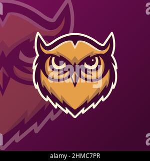 owl mascotte esport logo gioco Illustrazione Vettoriale