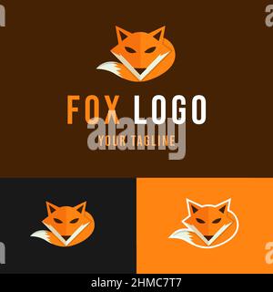 modello con logo fox in stile design piatto Illustrazione Vettoriale