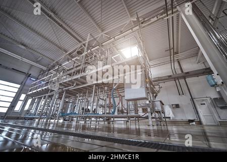 attrezzature per la lavorazione degli alimenti in acciaio inox. Foto Stock