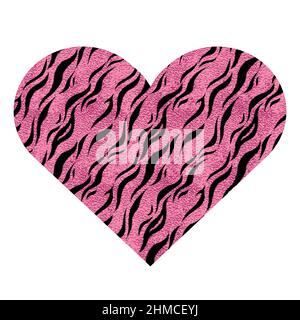 Cuore con stampa animale. Vettore metallico rosa Illustrazione Vettoriale