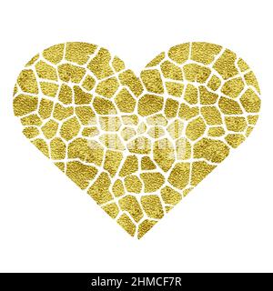 Cuore con stampa animale. Vettore metallico in oro Illustrazione Vettoriale