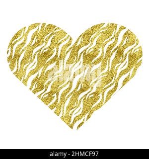 Cuore con stampa animale. Vettore metallico in oro Illustrazione Vettoriale