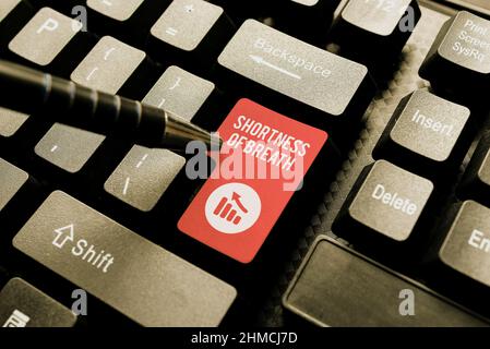 Didascalia di testo che presenta respiro corto. Panoramica aziendale intenso irrigidimento delle vie aeree che causa difficoltà di respirazione entrando in Image Keyword Foto Stock