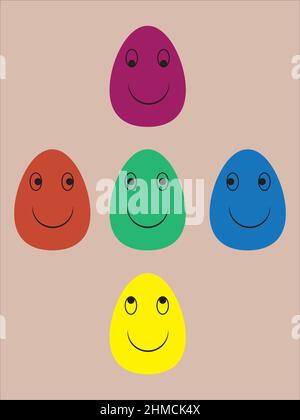 Uovo di Pasqua Smiley con movimento degli occhi su giù luce vettore destro Illustrazione Vettoriale