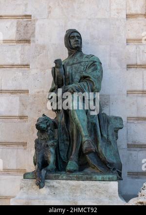 Fontana di Mattia, una delle più belle sculture e fontane di Budapest, Ungheria Foto Stock