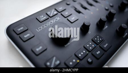 Console di modifica foto Loupedeck Foto Stock