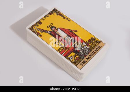 La carta mago da un tradizionale pacchetto tarocchi Foto Stock