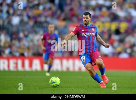 Sergio Kun Agüero (19) del FC Barcellona durante la decima giornata della partita de la Liga Santader tra il FC Barcelona e il Real Madrid allo Stadio Camp Nou il 24 ottobre 2021 a Barcellona, Spagna. Foto Stock