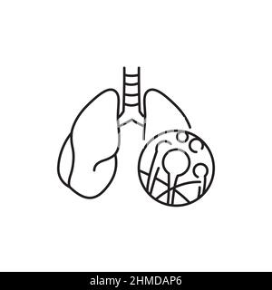 Icona della linea di colore della mucormicosi polmonare. Malattie umane. Pittogramma per pagina web, app mobile, promo. Illustrazione Vettoriale