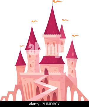 palazzo del regno medievale. Cartoon antico edificio in pietra Illustrazione Vettoriale