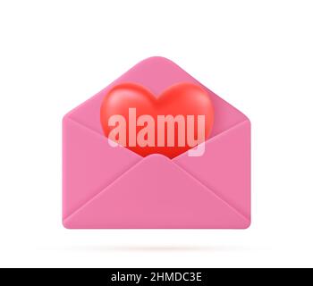 amore cuore in lettera messaggio Illustrazione Vettoriale