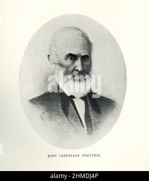 John Greenleaf Whittier (morto nel 1892) è stato un poeta americano Quaker e sostenitore dell'abolizione della schiavitù negli Stati Uniti. Frequentemente elencato come uno dei poeti fireside, è stato influenzato dal poeta scozzese Robert Burns. Whittier è ricordato in particolare per i suoi scritti anti-schiavitù, così come per il suo libro del 1866 Snow-bound. Foto Stock