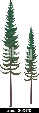 Realistico alberi di abete verde denso su sfondo bianco - illustrazione vettoriale Illustrazione Vettoriale