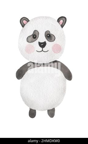 Cute Boho Animal Clipart, acquerello illustrazione di panda disegnata a mano, Arte da parete per bambini, doccia per bambini, Choldren Invitation, Clipart Scrapbook, poster della scuola materna Foto Stock