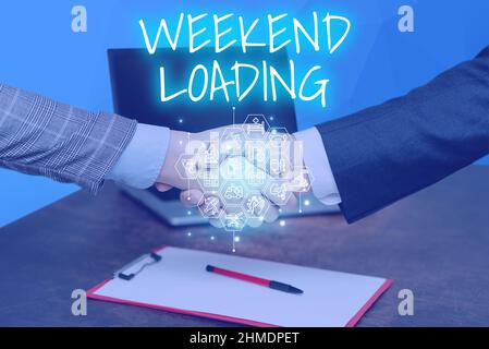 Testo di ispirazione . Panoramica aziendale mani scuotere firma Contratto sblocco nuove tecnologie futuristiche. Foto Stock